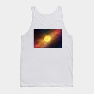 Bright Sun against dark starry sky and Milky Way in Solar System Tank Top